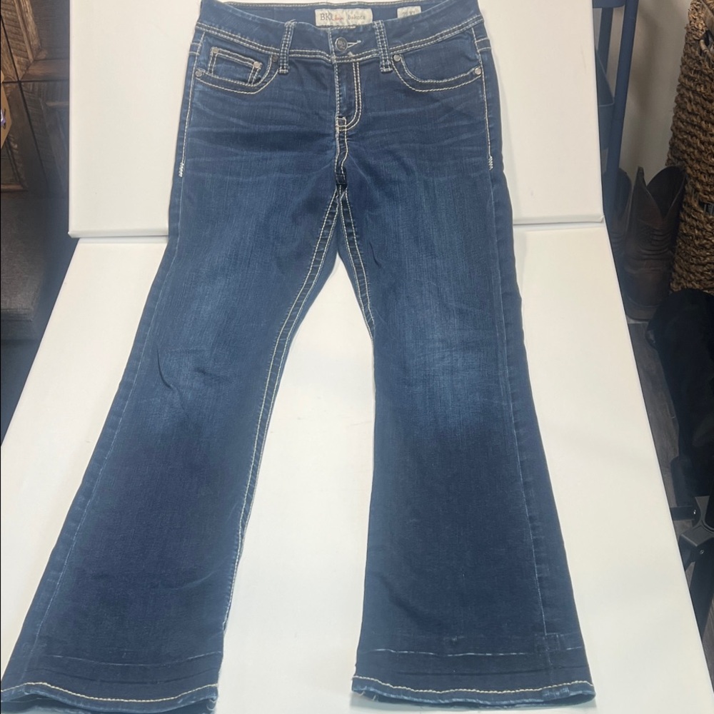 BKE Dark Blue Flare Jeans with White Stitching- NEW